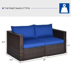 Costway 4PCS Patio Rattan Corner Sofa Sectional Furniture SetBlueBeigeNavy Cushion -Outdoor Furniture Store GUEST e3b3a18c e549 4a39 9e2a 136c5c356c81