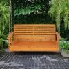 Costway Porch Swing Wood Outdoor Patio Hanging Bench Chair For Garden Backyard White/Brown -Outdoor Furniture Store GUEST e3c1fdd2 e609 4767 87d3 571efc7fd3ca