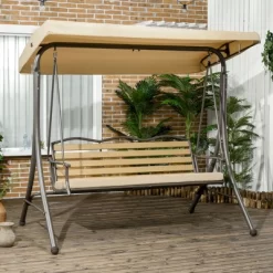 Outsunny 3-Seat Patio Swing Chair, Outdoor Canopy Swing Glider With Cushion, Adjustable Shade, And Slatted Design, For Porch, Garden, Poolside, Beige 8 Outsunny 3-Seat Patio Swing Chair, Outdoor Canopy Swing Glider With Cushion, Adjustable Shade, And Slatted Design, For Porch, Garden, Poolside, Beige -Outdoor Furniture Store GUEST e3cafdc9 9b75 4b61 a625 21a5ca668d03
