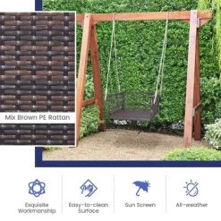 Costway Porch Swing Chair Rattan Woven Hanging Bench Seat With Cushions Hooks Balcony Navy -Outdoor Furniture Store GUEST e4255f6d 6080 4004 922c fe0788fae3fc