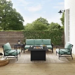 Kaplan 5pc Outdoor Sofa Set With Fire Table - Mist - Crosley -Outdoor Furniture Store GUEST e437cd9f 8df3 4376 9d27 b34b7d2c3496