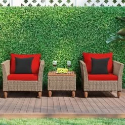Tangkula 3 Piece Outdoor Rattan Sofa Set Wicker Conversation Furniture Set With Cushions -Outdoor Furniture Store GUEST e48cb27e ab8e 4ad8 97cd 355a4a95fbe8