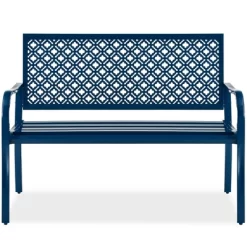 Best Choice Products Indoor Outdoor Steel Garden Bench W/ Geometric Backrest, Foot Levelers -Outdoor Furniture Store GUEST e4b50d43 627b 4551 91f6 e9232ae639c5