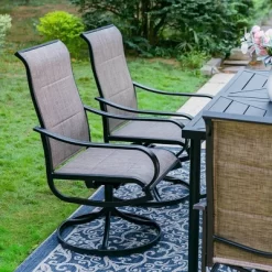 7pc Outdoor Dining Set With Padded Swivel Chairs & Metal Rectangle Table With Umbrella Hole - Gray - Captiva Hole -Outdoor Furniture Store GUEST e4f7c521 088d 4dd7 8f5b 398cb02c6c22