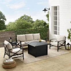 Kaplan 5pc Outdoor Sofa Set With Fire Table - Oatmeal - Crosley -Outdoor Furniture Store GUEST e4fbbfe2 ffb4 4724 b874 5b5a3ae6bf0a