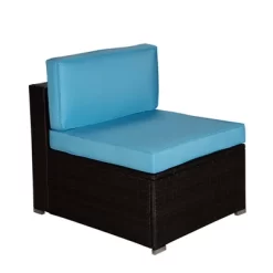 6pc Outdoor Rattan Wicker Conversation Set With Cushions - Brown/Blue - GODEER -Outdoor Furniture Store GUEST e535dff4 ab1e 4a74 a426 348b82c6b51c 1