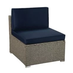 6pc Outdoor Rattan Wicker Set With Sectional, Chairs, Accent Table & Ottoman - Gray/Navy - GODEER -Outdoor Furniture Store GUEST e5adb67b d8cd 480e 8b5f 2a2478241ab0 2