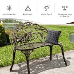 Costway Outdoor Garden Bench Chair Loveseat Cast Aluminum Patio Antique Rose 13 Costway Outdoor Garden Bench Chair Loveseat Cast Aluminum Patio Antique Rose -Outdoor Furniture Store GUEST e65d12c3 4d20 4fc9 a6bf dcb4f30dc963