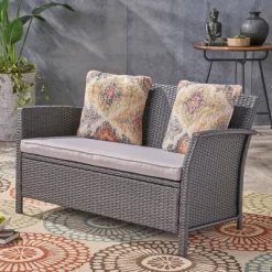 St. Lucia Wicker Loveseat - Gray - Christopher Knight Home -Outdoor Furniture Store GUEST e66f1fce 27cd 4583 9a0f 393d732650dd