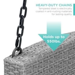 Best Choice Products Woven Wicker Hanging Porch Swing Bench For Patio, Deck W/ Mounting Chains, Seat Cushion -Outdoor Furniture Store GUEST e69a1f78 176f 44ba be6b 5eff18dd7ce7