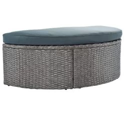 2pc Outdoor Wicker Conversation Sectional Set With Cushions & Half-Moon Side Table For Umbrella - Gray - GODEER -Outdoor Furniture Store GUEST e6d352e8 3d06 489b bf7d ede7db987091