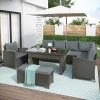 6pc Outdoor Set With Loveseats, Sofa, Chair, Bench & Coffee Table - Gray - GODEER -Outdoor Furniture Store GUEST e739c81c 3dce 40ba ac04 62c39af131a6