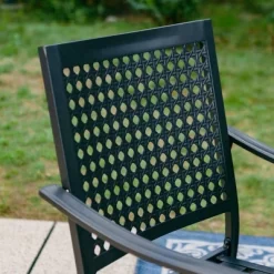 7pc Outdoor Dining Set With Steel Chairs & Large Metal Rectangle Table With Umbrella Hole - Captiva Designs -Outdoor Furniture Store GUEST e7792ea7 4303 4cdf 9e81 fc53eb820931