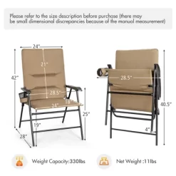 Costway Patio Padded Folding Portable Chair Camping Dining Outdoor Beach Chair GreyBrown -Outdoor Furniture Store GUEST e79d35f7 c19c 4c6e 9117 2f089548f299