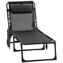 Outsunny Reclining Chaise Lounge Chair, Portable Sun Lounger, Folding Camping Cot, With Adjustable Backrest And Removable Pillow, For Patio, Garden, Beach -Outdoor Furniture Store GUEST e7ceea4f ce92 43fa be0e 7b3b233da201