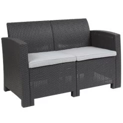 Merrick Lane Outdoor Furniture Resin Loveseat Faux Rattan Wicker Pattern 2-Seat Loveseat With All-Weather Cushions -Outdoor Furniture Store GUEST e907d9c3 5379 4759 9f43 78ec87c959e9 1