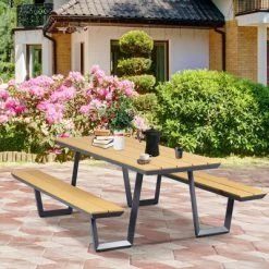 Aoodor Picnic Table Bench Set Outdoor Camping Dining Table Set With Metal Frame -Outdoor Furniture Store GUEST e91f5f16 3ab3 4e1c ac8c a76d641dfbba