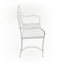 36" X 45" Daisy Metal Garden Bench White - Alpine Corporation -Outdoor Furniture Store GUEST e9368659 96b9 48c3 93e8 5bdb796fd9ff