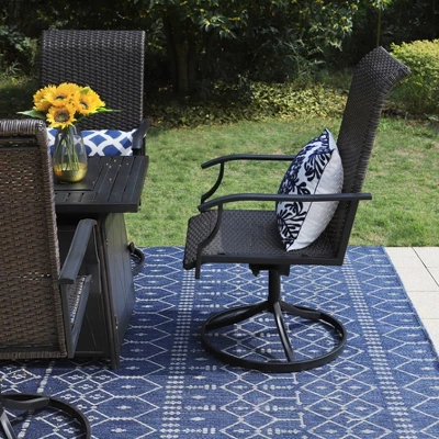 5pc Patio Dining Set With Square Steel Fire Pit With Faux Wood Tabletop & Rattan 360 Swivel Chairs - Captiva Designs 8 5pc Patio Dining Set With Square Steel Fire Pit With Faux Wood Tabletop & Rattan 360 Swivel Chairs - Captiva Designs - Image 6