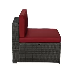 6pc Outdoor Rattan Wicker Conversation Set With Chairs, Coffee Table & Cushions - Gray/Red - GODEER 17 6pc Outdoor Rattan Wicker Conversation Set With Chairs, Coffee Table & Cushions - Gray/Red - GODEER -Outdoor Furniture Store GUEST e9a3f12e 0010 4947 a1da e71a327c3adb