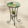 Teal Island Designs Modern Black Metal Round Outdoor Accent Side Table 14" Wide Green Leaf Mosaic Tabletop For Front Porch Patio Home House -Outdoor Furniture Store GUEST e9c475b3 4b6b 4cf6 8945 82f094242847