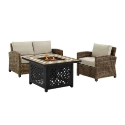 Crosley 3pc Bradenton Steel Outdoor Patio Fire Pit Furniture Set Tan/Brown -Outdoor Furniture Store GUEST e9f3227b 1729 4486 9d63 511e37ee3876