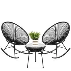 Best Choice Products 3-Piece All-Weather Patio Woven Rope Acapulco-Style Bistro Furniture Set W/ Rocking Chairs, Table -Outdoor Furniture Store GUEST ead32649 3f94 428d a1b4 5f2dd82dab9c