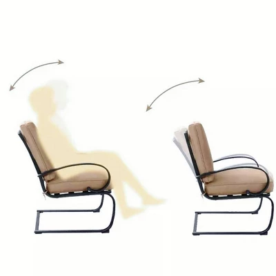 Captiva Designs 7pc Outdoor Dining Set With C-Spring Motion Chairs & Metal Table With Umbrella Hole 8 Captiva Designs 7pc Outdoor Dining Set With C-Spring Motion Chairs & Metal Table With Umbrella Hole - Image 6