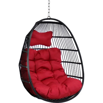 Sunnydaze Decor Sunnydaze Outdoor Resin Wicker Julia Hanging Basket Egg Chair Swing With Cushions And Headrest - 2pc 11 Sunnydaze Decor Sunnydaze Outdoor Resin Wicker Julia Hanging Basket Egg Chair Swing With Cushions And Headrest - 2pc - Image 9