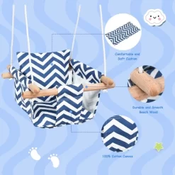 Costway Baby Canvas Hanging Swing Cotton Hammock Toy For Toddler BluePink -Outdoor Furniture Store GUEST eb99df29 8e1c 4e18 aa7e bf5eefa2fbeb