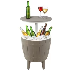 Sunnydaze Decor Sunnydaze Faux Wood Design Patio Bar Cooler Table With Height-Adjustable Tabletop - Driftwood -Outdoor Furniture Store GUEST ebc00401 98ec 4478 9440 d2556d5f8dd5