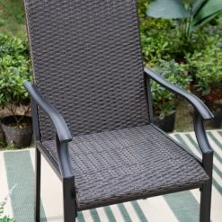 5pc Patio Dining Set With Rattan Arm Chairs & Square Faux Wood & Steel Tabletop - Captiva Designs -Outdoor Furniture Store GUEST ebc38dd4 9511 409a aeb7 8caa10358e9e 1