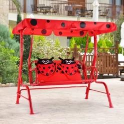 Costway Kids Patio Swing Chair Children Porch Bench Canopy 2 Person Yard Furniture Red -Outdoor Furniture Store GUEST ebfed1db 273f 48d8 aa71 80309ca15205
