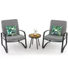 Costway 3pcs Patio Bistro Conversation Set DPC Tabletop Metal Cushioned Chairs Outdoor