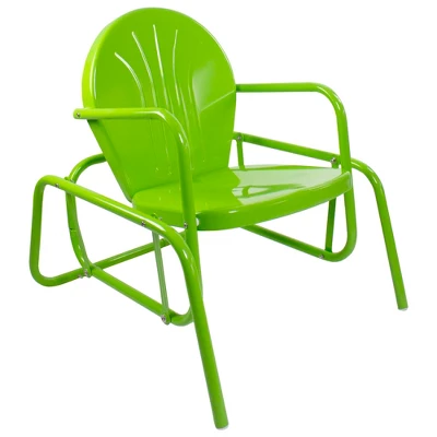 Northlight Outdoor Retro Metal Tulip Glider Patio Chair, Lime Green 4 Northlight Outdoor Retro Metal Tulip Glider Patio Chair, Lime Green - Image 2