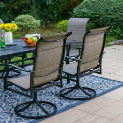 7pc Outdoor Dining Set With With Padded Sling Chairs & Metal Rectangle Table With Umbrella Hole - Captiva Designs -Outdoor Furniture Store GUEST ecaac737 a156 4770 87ce 98d9f4be4d4c