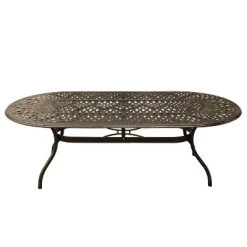 95" Oval Modern Outdoor Mesh Lattice Aluminum Dining Table - Bronze - Oakland Living