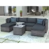 7pc Outdoor Set With Rattan Sofa & Cushions - Gray - GODEER 2 7pc Outdoor Set With Rattan Sofa & Cushions - Gray - GODEER -Outdoor Furniture Store GUEST ed3d347e 6ab5 4f08 a3e4 bc0029b01b8b
