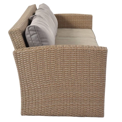 4pc Outdoor Wicker Conversation Set With Cushions - Gray - GODEER 11 4pc Outdoor Wicker Conversation Set With Cushions - Gray - GODEER - Image 9