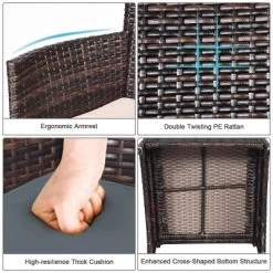 Tangkula 3-Piece Patio Wicker Rattan Furniture Set Conversation Sofa Set W/Coffee Table Grey 14 Tangkula 3-Piece Patio Wicker Rattan Furniture Set Conversation Sofa Set W/Coffee Table Grey -Outdoor Furniture Store GUEST eda0c82f 5e05 43fe 8c64 c17f2e41df47