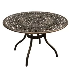 5pc Patio Dining Set With 48" Rose Ornate Traditional Mesh Lattice Aluminum Round Table - Bronze - Oakland Living