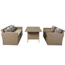 4pc Outdoor Wicker Conversation Set With Cushions - Gray - GODEER 21 4pc Outdoor Wicker Conversation Set With Cushions - Gray - GODEER -Outdoor Furniture Store GUEST edd41983 e29d 43af bfdb f0053135e3f1