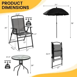 Costway 6 PCS Patio Dining Set Folding Chairs Glass Table Tilt Umbrella Garden 14 Costway 6 PCS Patio Dining Set Folding Chairs Glass Table Tilt Umbrella Garden -Outdoor Furniture Store GUEST ee55e41b 6771 4808 ba29 b6854518bad8