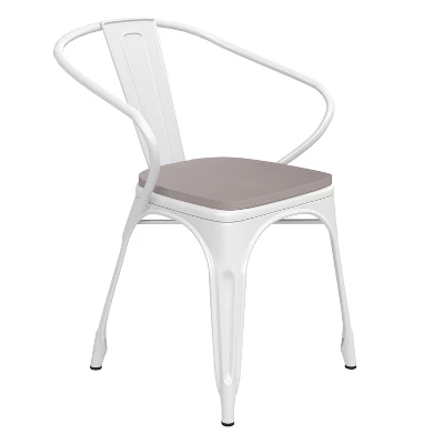 Emma And Oliver Metal Indoor-Outdoor Stacking Chair With Vertical Slat Back, Arms And All-Weather Polystyrene Seat 8 Emma And Oliver Metal Indoor-Outdoor Stacking Chair With Vertical Slat Back, Arms And All-Weather Polystyrene Seat - Image 6