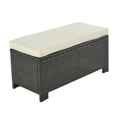 6pc Outdoor Wicker Set With Loveseats, Sofa, Chair, Coffee Table & Bench - Beige - GODEER 17 6pc Outdoor Wicker Set With Loveseats, Sofa, Chair, Coffee Table & Bench - Beige - GODEER - Image 15