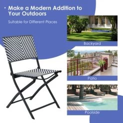 Tangkula Set Of 4 Patio PE Rattan Folding Chairs Dining Chairs With Anti-rust Frame For Garden Backyard -Outdoor Furniture Store GUEST eed518c1 19c7 4bd7 8ec9 6f80427655b7