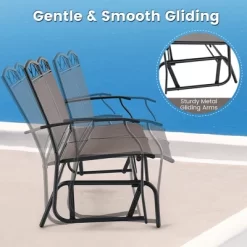 Costway 4pcs Patio Glider Conversation Set Swing Rocking Chair Table Heavy-Duty Outdoor -Outdoor Furniture Store GUEST eed80789 b067 499a 888e 9c27439c10ce
