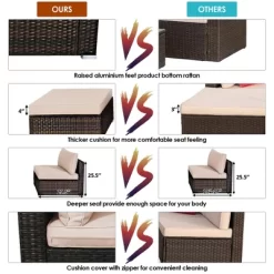 Costway 5PCS Patio Rattan Furniture Set Sectional Conversation W/Beige Cushion 15 Costway 5PCS Patio Rattan Furniture Set Sectional Conversation W/Beige Cushion -Outdoor Furniture Store GUEST eedd1854 553b 4f2d 9fcf 5c9dd935fff4