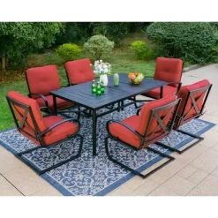 Captiva Designs 7pc Outdoor Dining Set With C-Spring Motion Chairs & Metal Table With Umbrella Hole 35 Captiva Designs 7pc Outdoor Dining Set With C-Spring Motion Chairs & Metal Table With Umbrella Hole -Outdoor Furniture Store GUEST ef4f287c fe2b 4bcb 92fa 8a09df55954f