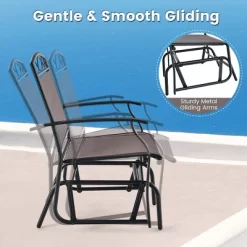 Costway 2pcs Patio Glider Set Single Swing Rocking Chair Heavy-Duty Metal Frame Outdoor -Outdoor Furniture Store GUEST ef6e9ede b803 46cd 8de3 cf1dea8d445a